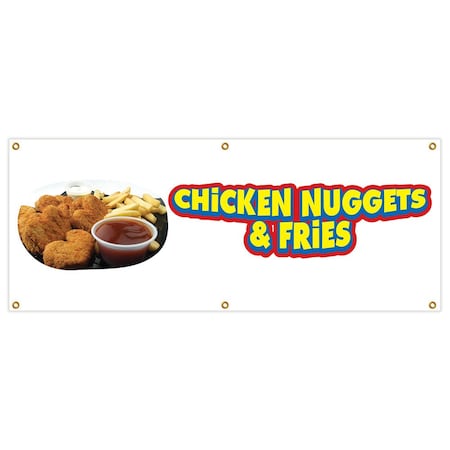 Signmission Chicken Nuggets & Fries Banner Heavy Duty 13 Oz Vinyl with Grommets B-72 Chicken Nuggets & Fries